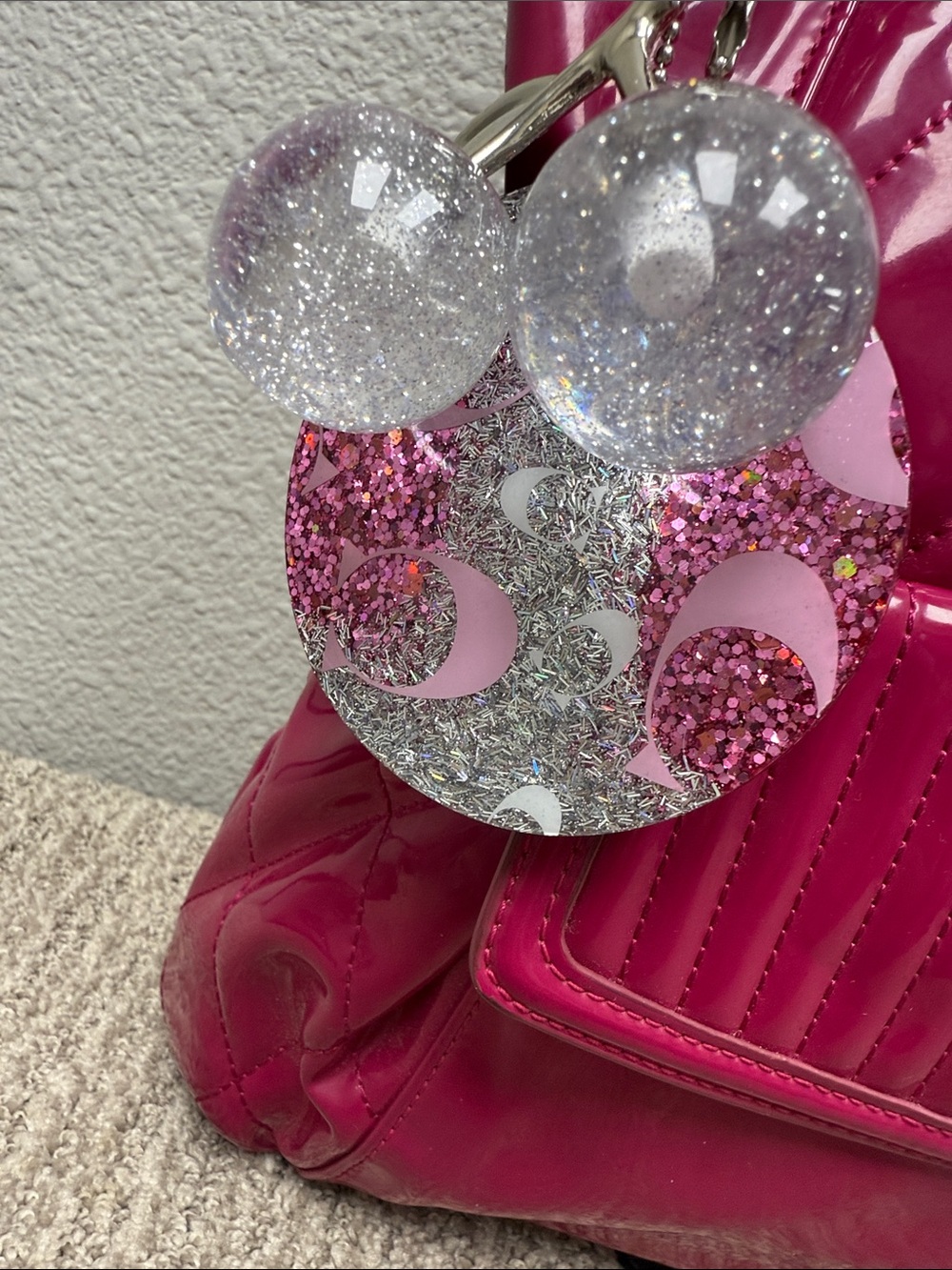Coach Poppy Quilted Patent Shoulder Bag in Hot Pink - Picture 3 of 14